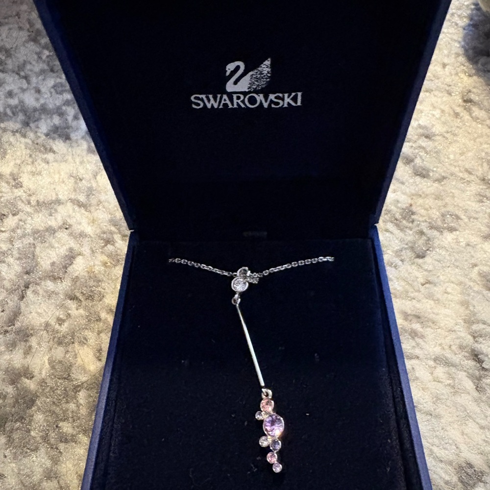 swarovski necklace pink purple